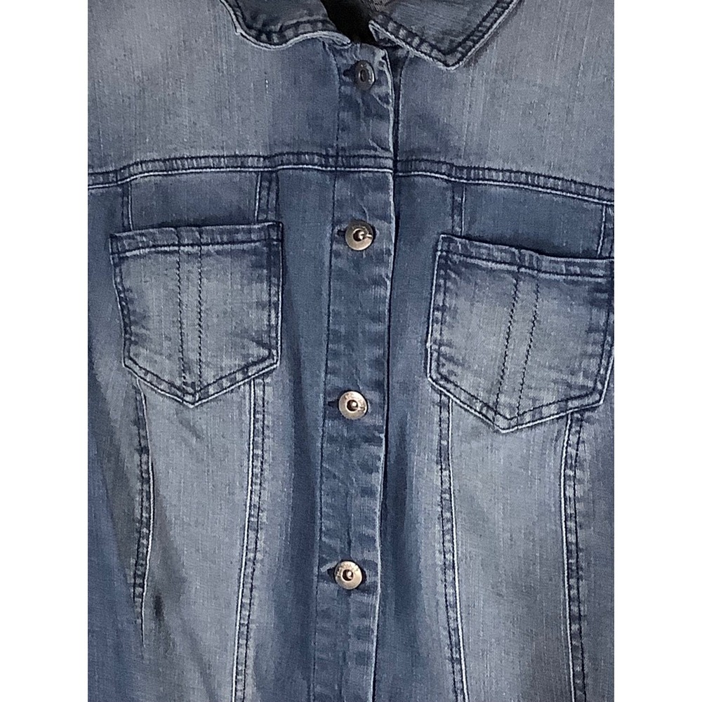 Womens 2X One World Denim Jacket Button Up Long Sleeve Jean Coat Festival Fall - Picture 4 of 7